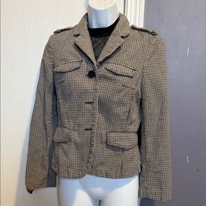 Zara Brown  and White Checkered Blazer